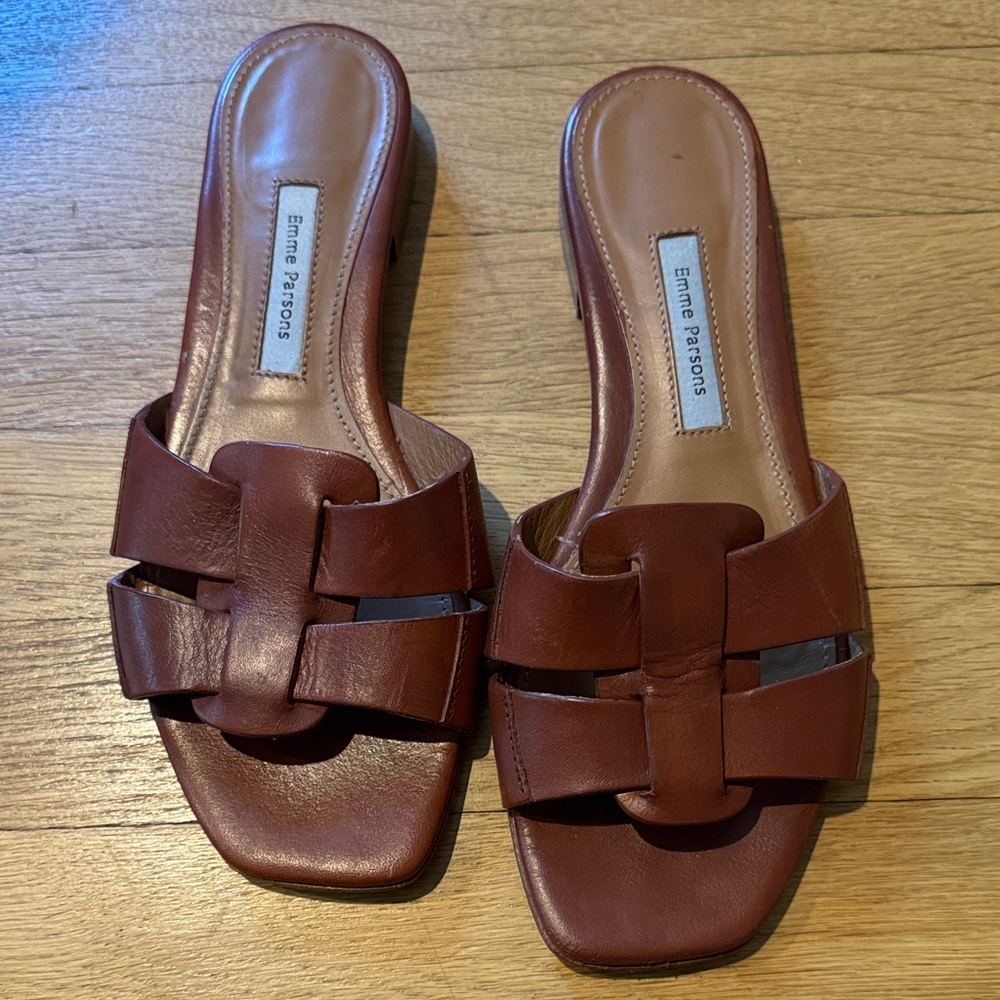 Emme Parsons Brown Leather Slide Sandals size 38